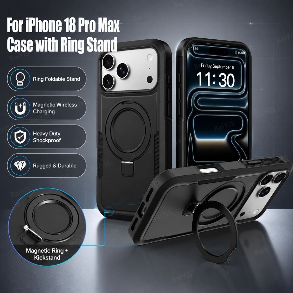 Phone Cases Heavy Duty - Casing Ponsel Magnetik dengan Cincin Logam